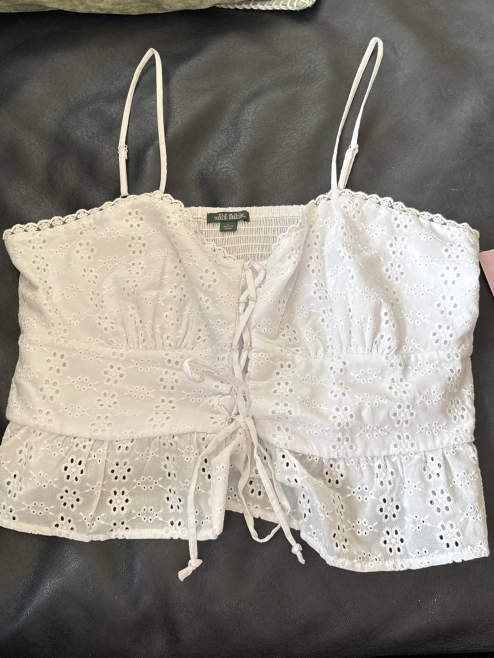 Wild Fable White Eyelet Lace Crop Top